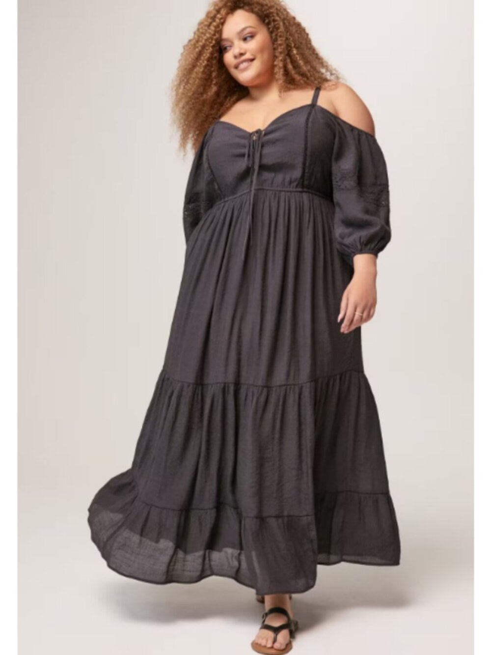 NWT Torrid 2 Festi Cold Shoulder Tiered Maxi Dress 2X 18 20
